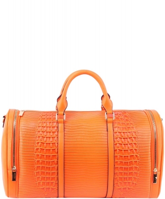 Alligator Embossed Duffle Bag LHU308 NEON ORANGE